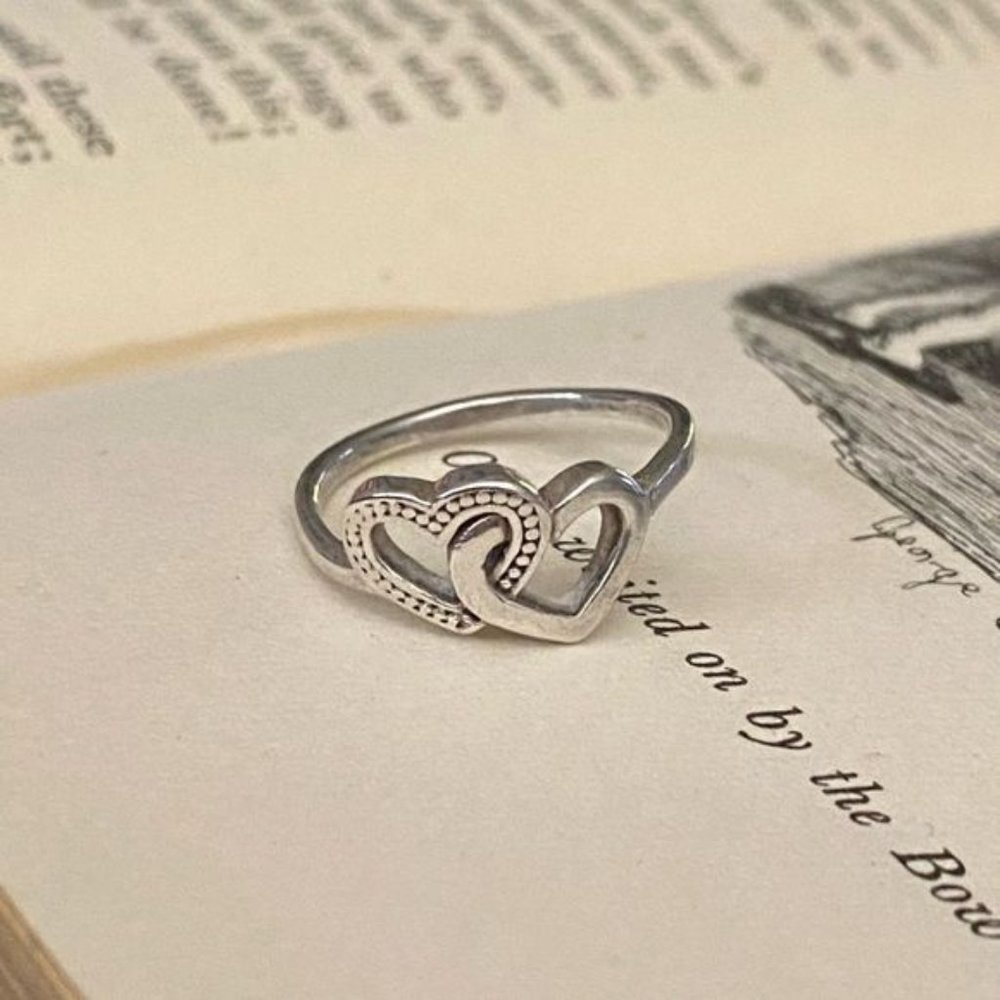 925 Vintage Intertwined Heart Ring